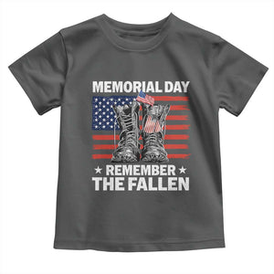 Memorial Day Remember The Fallen Toddler T Shirt Veteran Military Vintage USA Flag TS10 Dark Heather Print Your Wear