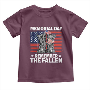 Memorial Day Remember The Fallen Toddler T Shirt Veteran Military Vintage USA Flag TS10 Maroon Print Your Wear