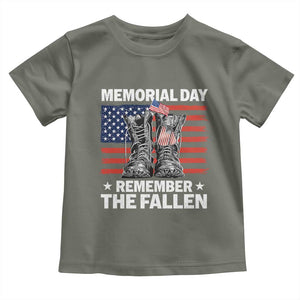 Memorial Day Remember The Fallen Toddler T Shirt Veteran Military Vintage USA Flag TS10 Military Green Print Your Wear