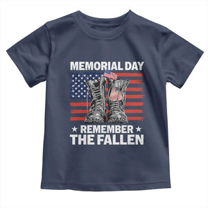 Memorial Day Remember The Fallen Toddler T Shirt Veteran Military Vintage USA Flag TS10 Navy Print Your Wear