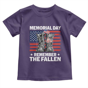 Memorial Day Remember The Fallen Toddler T Shirt Veteran Military Vintage USA Flag TS10 Purple Print Your Wear