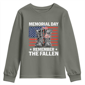 Memorial Day Remember The Fallen Youth Sweatshirt Veteran Military Vintage USA Flag TS10 Military Green Print Your Wear