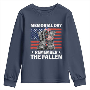Memorial Day Remember The Fallen Youth Sweatshirt Veteran Military Vintage USA Flag TS10 Navy Print Your Wear