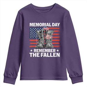 Memorial Day Remember The Fallen Youth Sweatshirt Veteran Military Vintage USA Flag TS10 Purple Print Your Wear