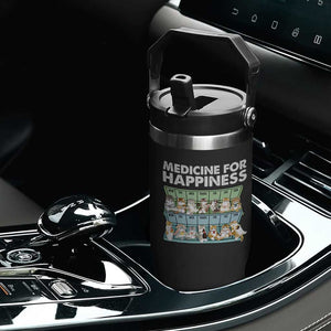 Mental Health Flip Straw Tumbler Medicine For Happiness Cute Cat TS09 Print Your Wear