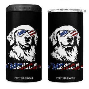Merica Golden Retriever 4 in 1 Can Cooler Tumbler 4th of July Dog Patriotic Dog Mom TS10 One Size: 16 oz Black Print Your Wear