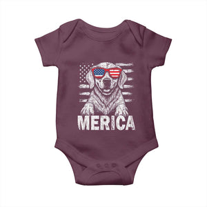 Merica Golden Retriever Baby Onesie Patriotic Dog US Flag 4th Of July TS02 Maroon Print Your Wear