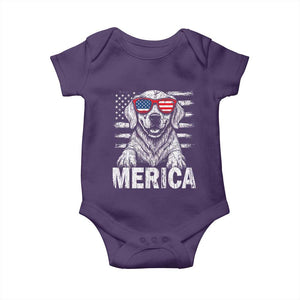 Merica Golden Retriever Baby Onesie Patriotic Dog US Flag 4th Of July TS02 Purple Print Your Wear