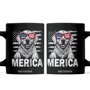 Merica Golden Retriever Coffee Mug Patriotic Dog US Flag 4th Of July TS02 Black Print Your Wear