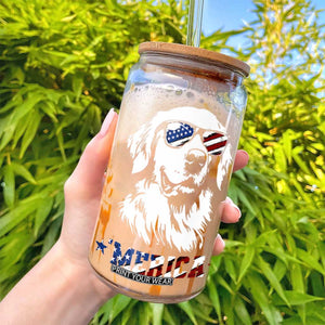 Merica Golden Retriever Glass Can 4th of July Dog Patriotic Dog Mom TS10 Print Your Wear