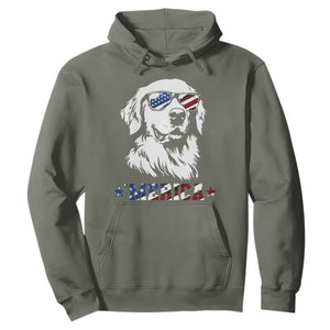 Merica Golden Retriever Hoodie 4th of July Dog Patriotic Dog Mom TS10 Military Green Print Your Wear