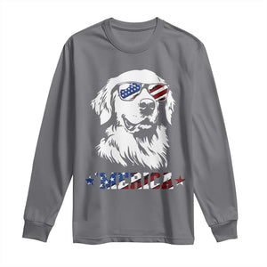 Merica Golden Retriever Long Sleeve Shirt 4th of July Dog Patriotic Dog Mom TS10 Charcoal Print Your Wear