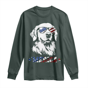 Merica Golden Retriever Long Sleeve Shirt 4th of July Dog Patriotic Dog Mom TS10 Dark Forest Green Print Your Wear
