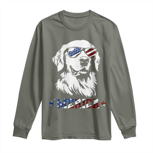 Merica Golden Retriever Long Sleeve Shirt 4th of July Dog Patriotic Dog Mom TS10 Military Green Print Your Wear