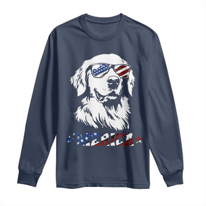 Merica Golden Retriever Long Sleeve Shirt 4th of July Dog Patriotic Dog Mom TS10 Navy Print Your Wear