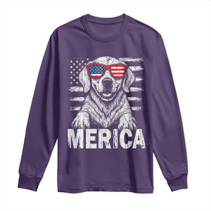 Merica Golden Retriever Long Sleeve Shirt Patriotic Dog US Flag 4th Of July TS02 Purple Print Your Wear