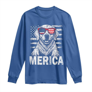 Merica Golden Retriever Long Sleeve Shirt Patriotic Dog US Flag 4th Of July TS02 Royal Blue Print Your Wear