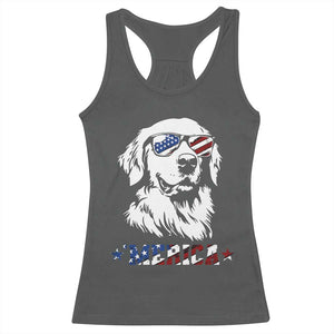 Merica Golden Retriever Racerback Tank Top 4th of July Dog Patriotic Dog Mom TS10 Dark Heather Print Your Wear