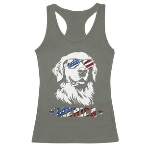 Merica Golden Retriever Racerback Tank Top 4th of July Dog Patriotic Dog Mom TS10 Military Green Print Your Wear