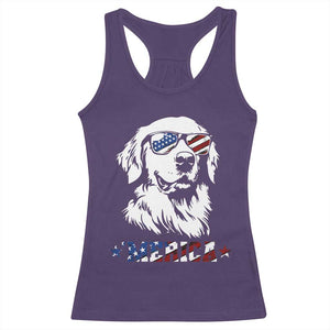 Merica Golden Retriever Racerback Tank Top 4th of July Dog Patriotic Dog Mom TS10 Purple Print Your Wear