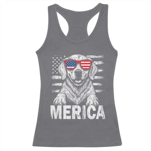 Merica Golden Retriever Racerback Tank Top Patriotic Dog US Flag 4th Of July TS02 Charcoal Print Your Wear