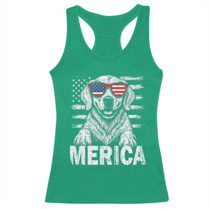 Merica Golden Retriever Racerback Tank Top Patriotic Dog US Flag 4th Of July TS02 Irish Green Print Your Wear