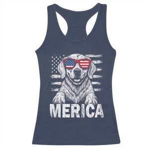 Merica Golden Retriever Racerback Tank Top Patriotic Dog US Flag 4th Of July TS02 Navy Print Your Wear