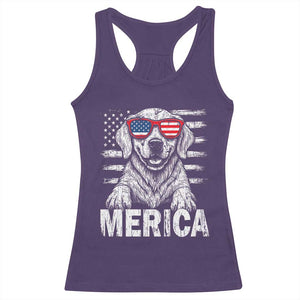 Merica Golden Retriever Racerback Tank Top Patriotic Dog US Flag 4th Of July TS02 Purple Print Your Wear