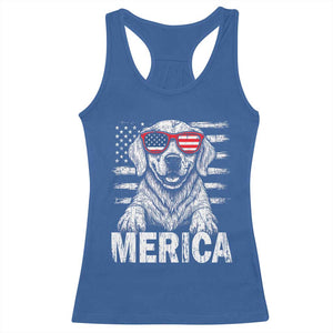 Merica Golden Retriever Racerback Tank Top Patriotic Dog US Flag 4th Of July TS02 Royal Blue Print Your Wear