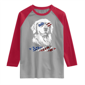 Merica Golden Retriever Raglan Shirt 4th of July Dog Patriotic Dog Mom TS10 Sport Gray Red Print Your Wear