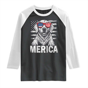 Merica Golden Retriever Raglan Shirt Patriotic Dog US Flag 4th Of July TS02 Black White Print Your Wear