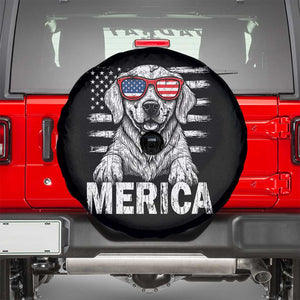 Merica Golden Retriever Spare Tire Cover Patriotic Dog US Flag 4th Of July TS02 Black Print Your Wear