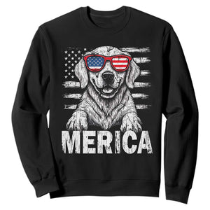 Merica Golden Retriever Sweatshirt Patriotic Dog US Flag 4th Of July TS02 Black Print Your Wear
