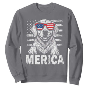 Merica Golden Retriever Sweatshirt Patriotic Dog US Flag 4th Of July TS02 Charcoal Print Your Wear
