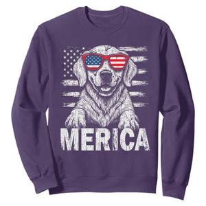 Merica Golden Retriever Sweatshirt Patriotic Dog US Flag 4th Of July TS02 Purple Print Your Wear