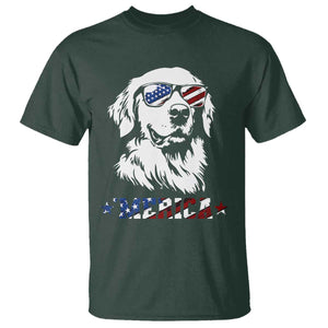 Merica Golden Retriever T Shirt 4th of July Dog Patriotic Dog Mom TS10 Dark Forest Green Print Your Wear