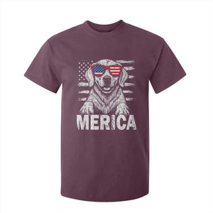 Merica Golden Retriever T Shirt For Kid Patriotic Dog US Flag 4th Of July TS02 Maroon Print Your Wear