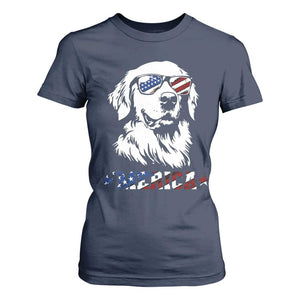 Merica Golden Retriever T Shirt For Women 4th of July Dog Patriotic Dog Mom TS10 Navy Print Your Wear