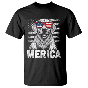 Merica Golden Retriever T Shirt Patriotic Dog US Flag 4th Of July TS02 Black Print Your Wear