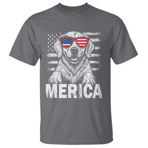 Merica Golden Retriever T Shirt Patriotic Dog US Flag 4th Of July TS02 Charcoal Print Your Wear
