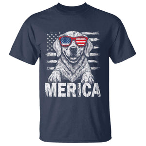 Merica Golden Retriever T Shirt Patriotic Dog US Flag 4th Of July TS02 Navy Print Your Wear