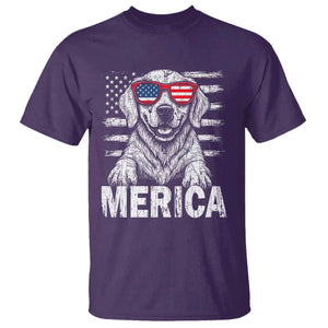 Merica Golden Retriever T Shirt Patriotic Dog US Flag 4th Of July TS02 Purple Print Your Wear
