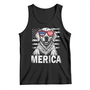 Merica Golden Retriever Tank Top Patriotic Dog US Flag 4th Of July TS02 Black Print Your Wear