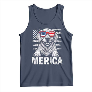 Merica Golden Retriever Tank Top Patriotic Dog US Flag 4th Of July TS02 Navy Print Your Wear
