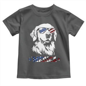 Merica Golden Retriever Toddler T Shirt 4th of July Dog Patriotic Dog Mom TS10 Dark Heather Print Your Wear