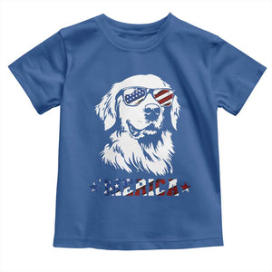 Merica Golden Retriever Toddler T Shirt 4th of July Dog Patriotic Dog Mom TS10 Royal Blue Print Your Wear