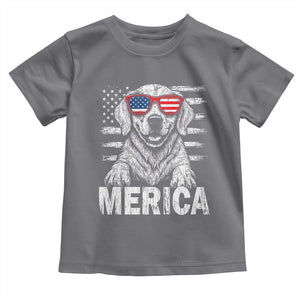 Merica Golden Retriever Toddler T Shirt Patriotic Dog US Flag 4th Of July TS02 Charcoal Print Your Wear