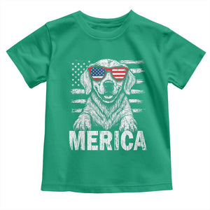 Merica Golden Retriever Toddler T Shirt Patriotic Dog US Flag 4th Of July TS02 Irish Green Print Your Wear