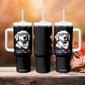 Merica Golden Retriever Tumbler With Handle 4th of July Dog Patriotic Dog Mom TS10 Print Your Wear
