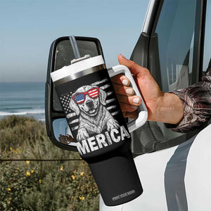 Merica Golden Retriever Tumbler With Handle Patriotic Dog US Flag 4th Of July TS02 Print Your Wear